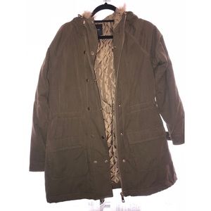 Olive green faux fur coat